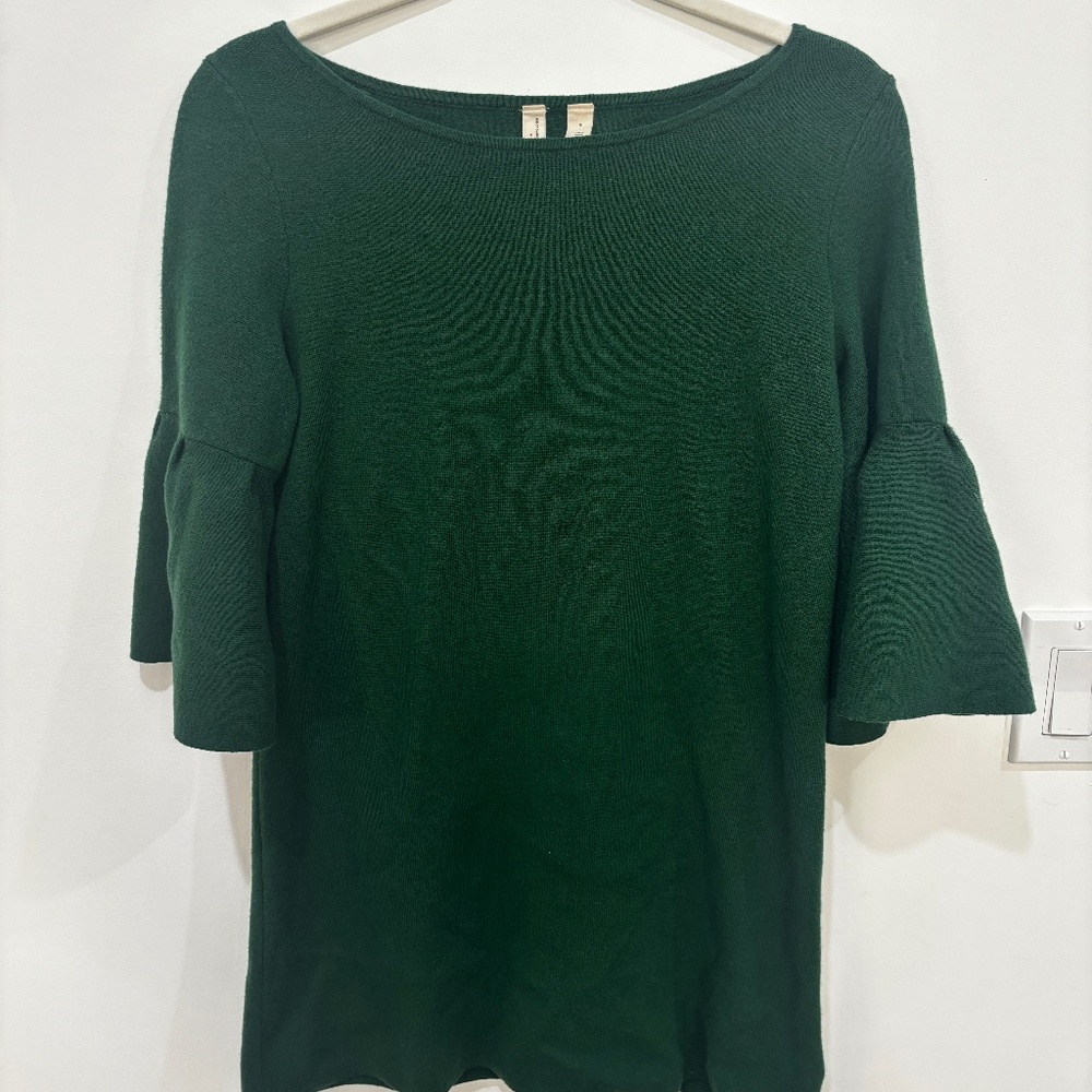 Moth by Anthropologie Chester Bell Sleeve Dress | Green | Size S | Excellent Con